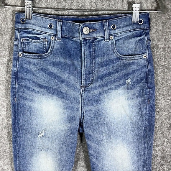 Express Super High Rise Ankle Legging Jeans Womens Size 2S Distressed‎ Raw Hem - Picture 6 of 14